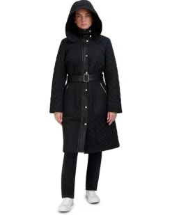 Cole Haan Signature Quilt Hooded Long Coat with Belt | Coats & Outerwear -Mode Shoe Shop 617PnLDiKqL. AC SR736920