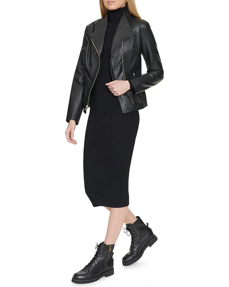 Cole Haan Moulded Collar Asymmetric Leather Jacket | Coats & Outerwear 5 Cole Haan Moulded Collar Asymmetric Leather Jacket | Coats & Outerwear - Image 3