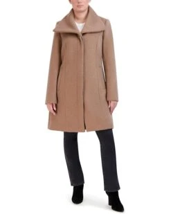 Cole Haan Double Face Wool Button-Up Coat with Convertible Collar | Coats & Outerwear