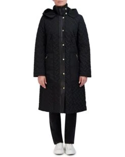 Cole Haan Signature Quilt Hooded Long Coat with Belt | Coats & Outerwear