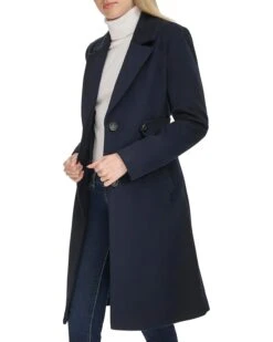 Cole Haan Notch Lapel Slick Wool Coat | Coats & Outerwear