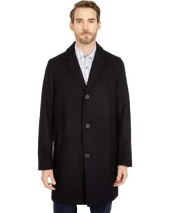 Cole Haan 37" Melton Wool Notched Collar Coat with Welt Body Pockets | Coats & Outerwear