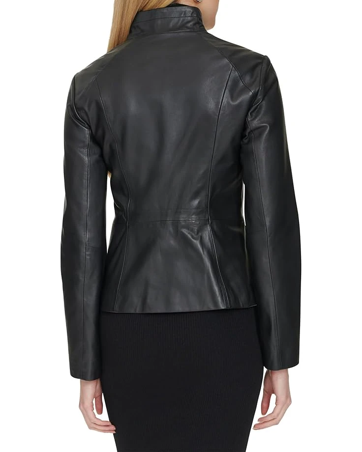 Cole Haan Moulded Collar Asymmetric Leather Jacket | Coats & Outerwear 4 Cole Haan Moulded Collar Asymmetric Leather Jacket | Coats & Outerwear - Image 2