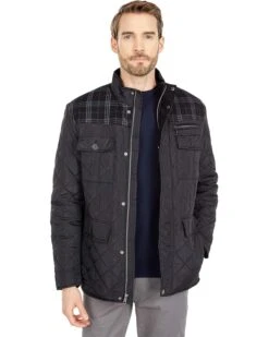 Cole Haan 29" Essential Quilt Mixed Media Multi Pocket Jacket | Coats & Outerwear