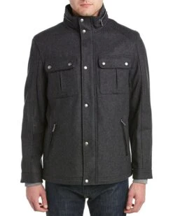 Cole Haan Wool Melton Stand Collar Jacket With Patch Pockets | Coats & Outerwear -Mode Shoe Shop 81l3nt0lb2L. AC SR736920